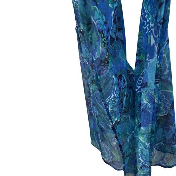 Ralph Lauren Blue Swim Beach Cover Up Chiffon Tunic Paisley XL 1X - Picture 2 of 6